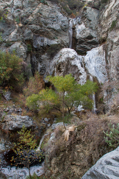 The triple waterfalls of Fish Canyon directly after the first rains of the season.