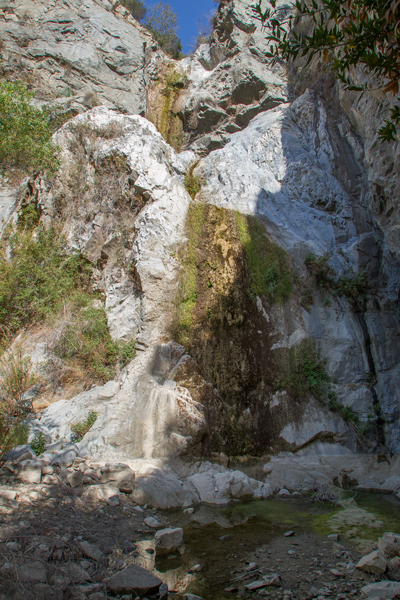In June of 2014 the completely dry waterfall of Fish Canyon.