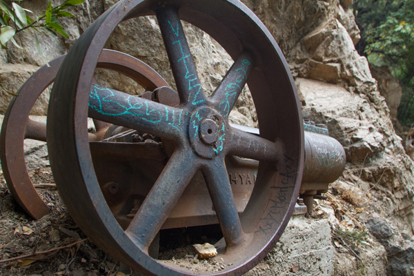 The only piece of machinery left over from the mining, and also the marker to the entrance to the mine.