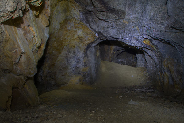 One of the two passages leading into the mountain inside Dawn Mine.